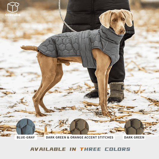 Winter Quilted Dog Puffer Coat with Neck Warmer