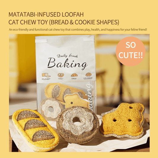 Matatabi-Infused Loofah Cat Chew Toy (Bread & Cookie Shapes)