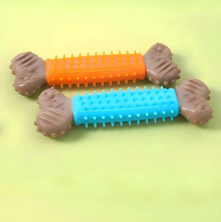 Natural Wood Powder Dog Chew Bone Toy Set (Textured Cleaning Design)4-Piece