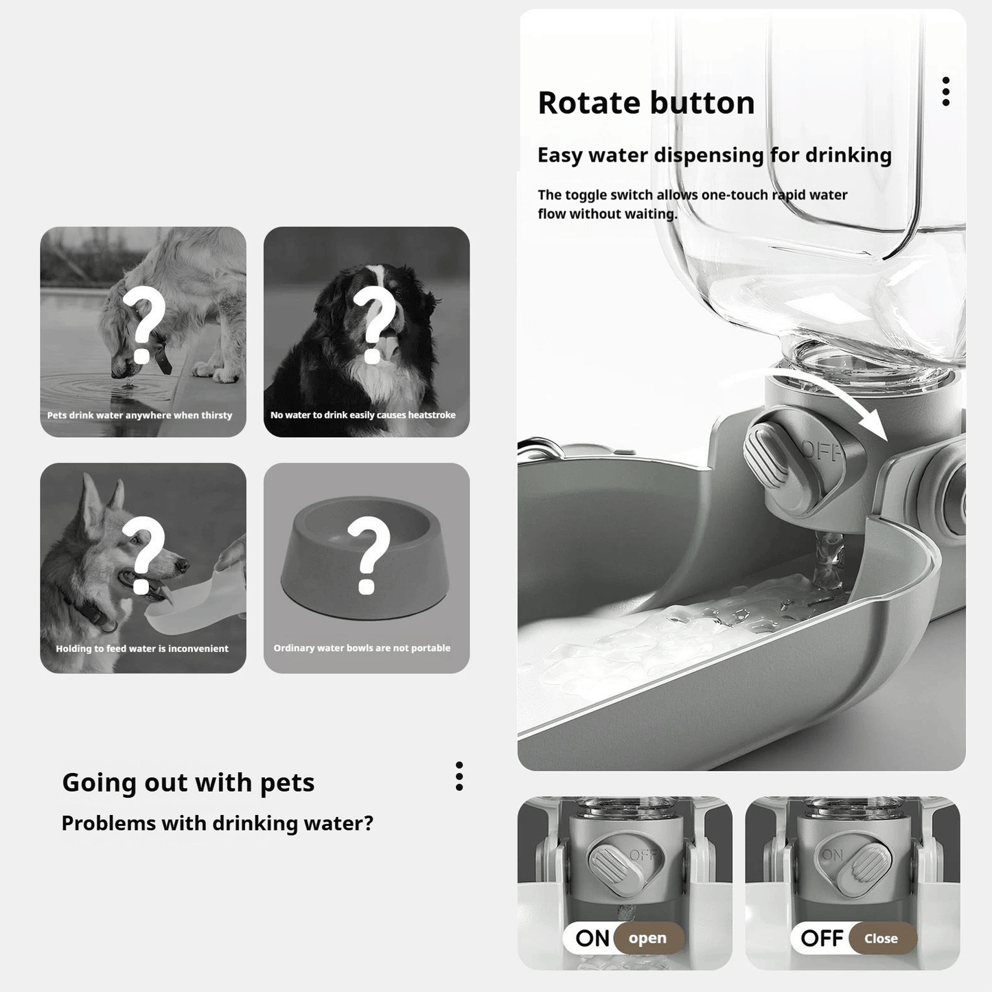 Portable Dog Water Bottle with Foldable Bowl - for Outdoor Hydration