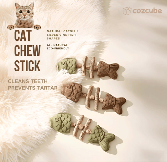 Natural Catnip & Silver Vine Fish-Shaped Cat Chew Stick