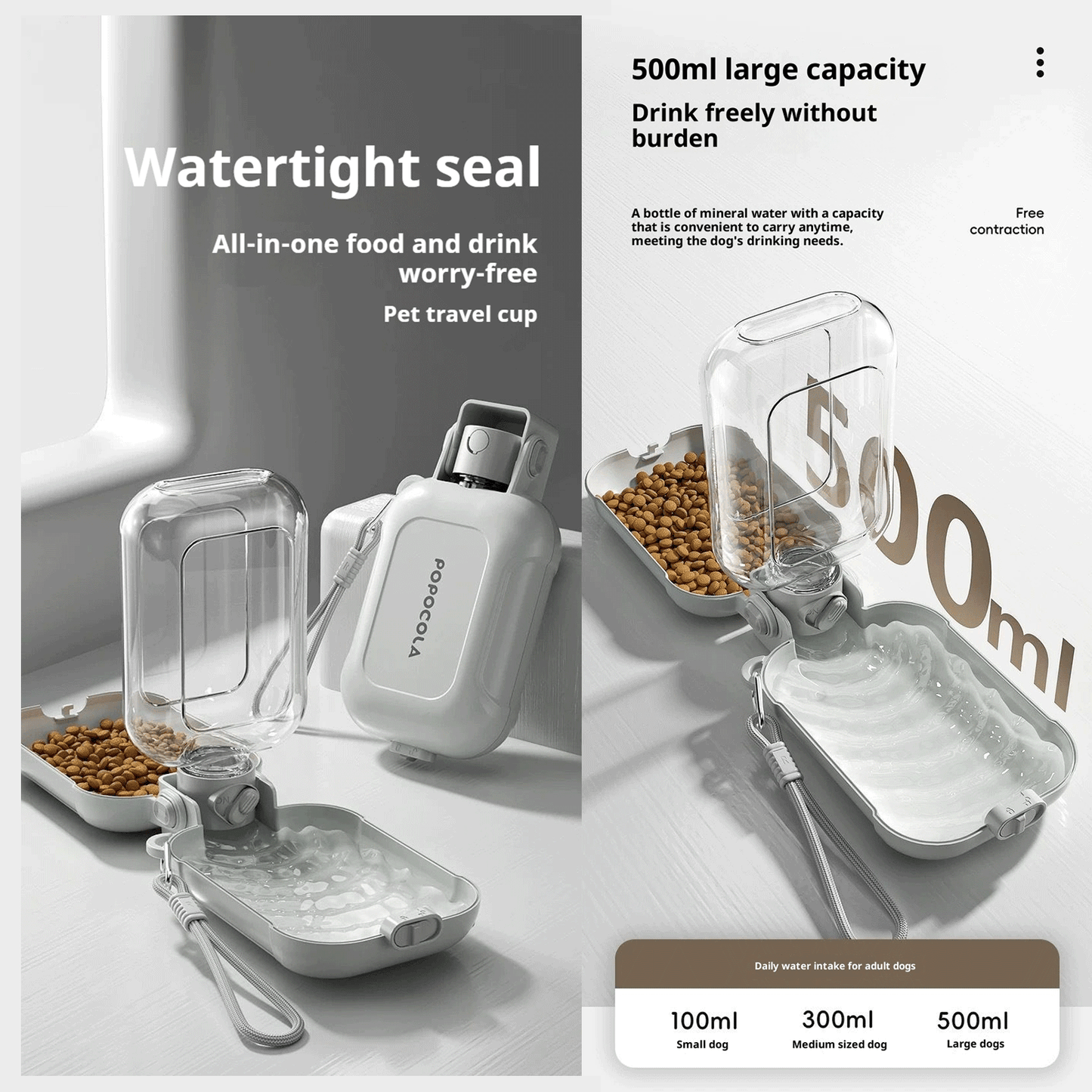 Portable Dog Water Bottle with Foldable Bowl - for Outdoor Hydration