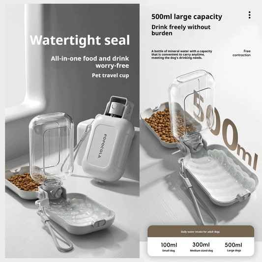 Portable Dog Water Bottle with Foldable Bowl - for Outdoor Hydration