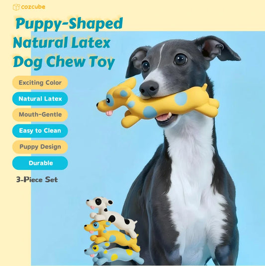 Puppy-Shaped Natural Latex  Dog Chew Toy(3-Piece Set)