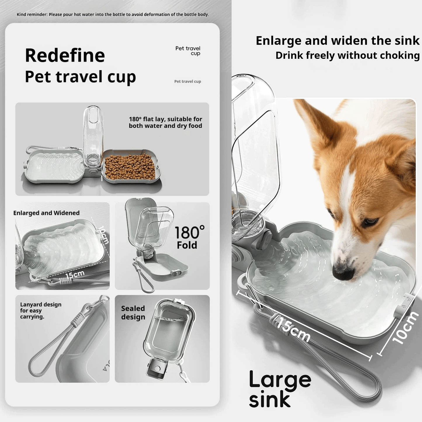 Portable Dog Water Bottle with Foldable Bowl - for Outdoor Hydration