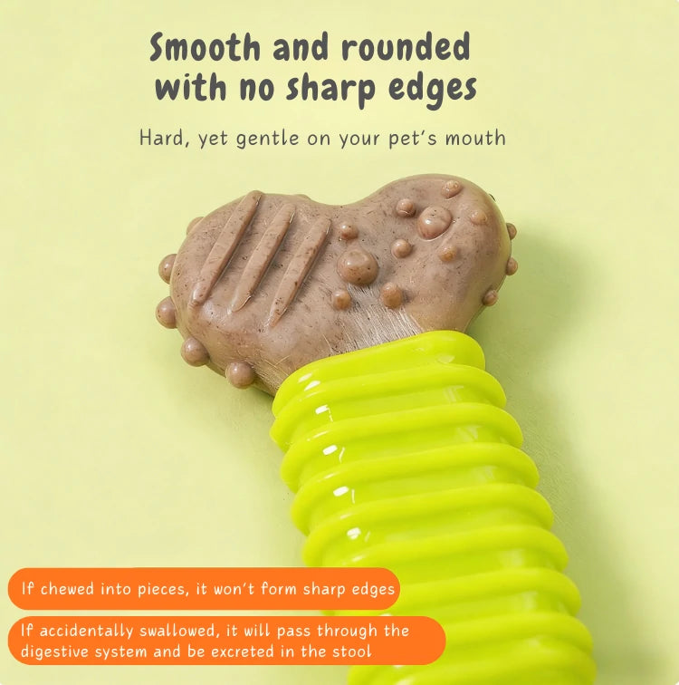 Natural Wood Powder Dog Chew Bone Toy Set (Textured Cleaning Design)4-Piece
