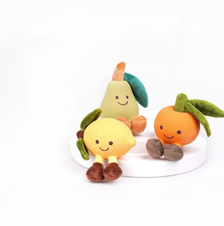 3-Piece Fruit-Shaped Plush Dog Chew Toy Set (Squeaky, Teeth Cleaning)