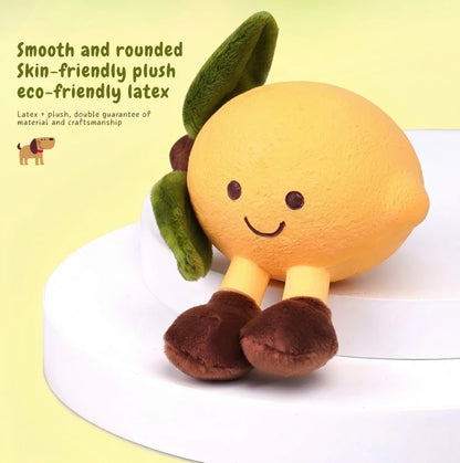 3-Piece Fruit-Shaped Plush Dog Chew Toy Set (Squeaky, Teeth Cleaning)