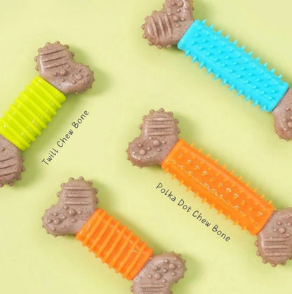 Natural Wood Powder Dog Chew Bone Toy Set (Textured Cleaning Design)4-Piece