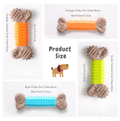 Natural Wood Powder Dog Chew Bone Toy Set (Textured Cleaning Design)4-Piece