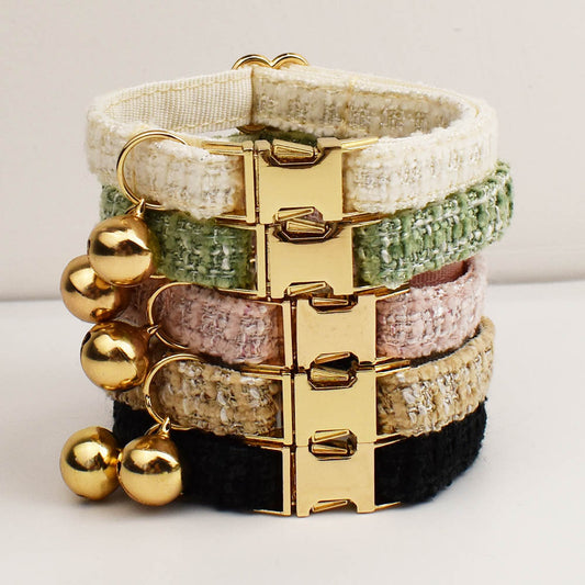 Engravable Chic Tweed Pet Collar & Leash Set