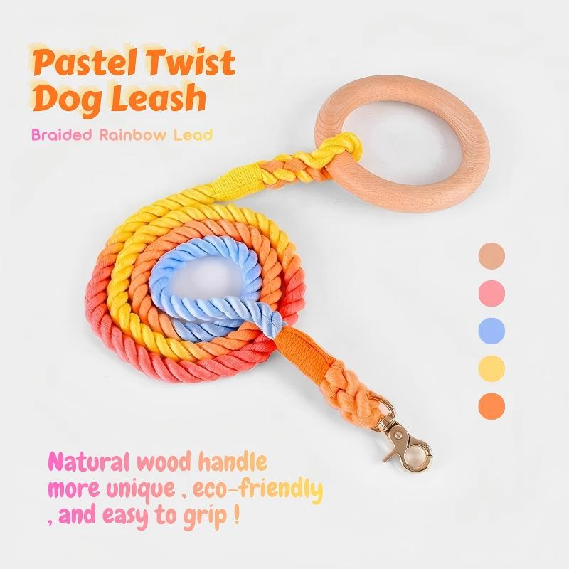 Pastel Twist Dog Leash: Braided Rainbow Lead